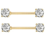 Matte 14G Nipple Piercing Set with Crystal Ring Body Jewelry