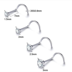 Titanium Nose Stud Ring Set CZ Crystal Piercings 20G