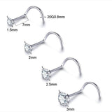 Titanium Nose Stud Ring Set CZ Crystal Piercings 20G