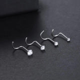 Titanium Nose Stud Ring Set CZ Crystal Piercings 20G