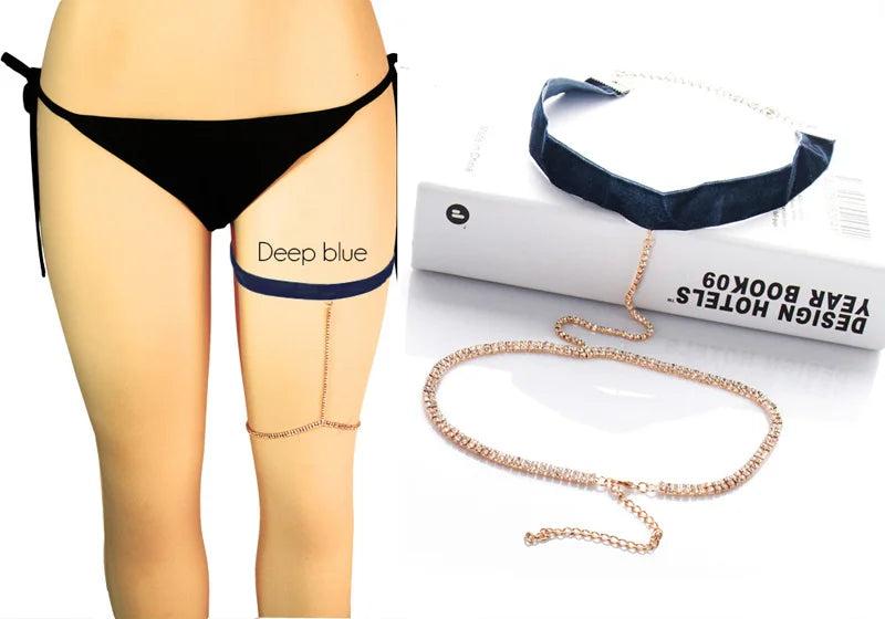 Crystal Rhinestones Leg Body Chain Sexy Body Jewelry for Women