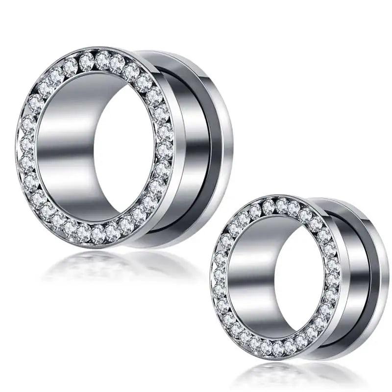 2pcs Stainless Steel Plugs and Tunnels Earring Gauges Piercing Stretcher