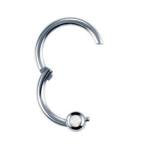 Steel Hinged Clicker Nose Hoop CZ Gem Piercing 16G