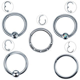 Steel Hinged Clicker Nose Hoop CZ Gem Piercing 16G