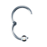 Steel Hinged Clicker Nose Hoop CZ Gem Piercing 16G