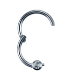 Steel Hinged Clicker Nose Hoop CZ Gem Piercing 16G