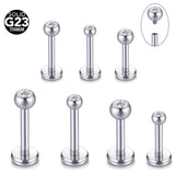 ASTM-F136 Titanium Tragus Labret Lip Ring CZ Gem Cartilage Stud