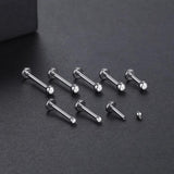 ASTM-F136 Titanium Tragus Labret Lip Ring CZ Gem Cartilage Stud