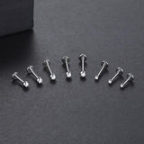 ASTM-F136 Titanium Tragus Labret Lip Ring CZ Gem Cartilage Stud