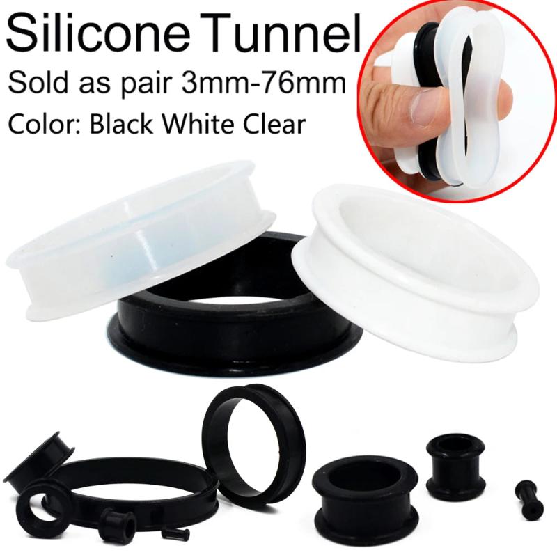 2Pcs Silicone Ear Plugs Gauges Tunnels Expander Stretcher Saddle Body Piercing