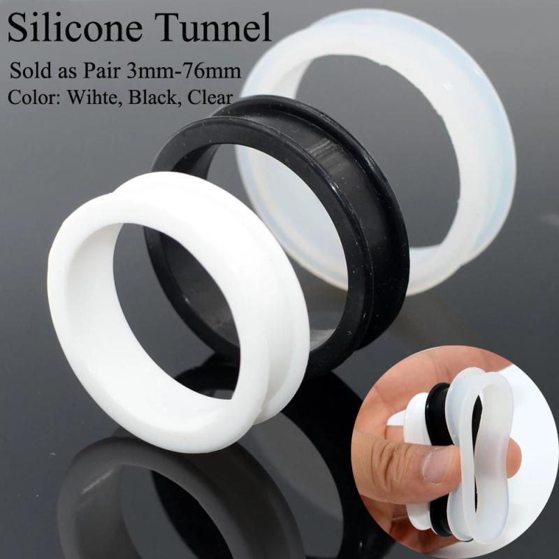 2Pcs Silicone Double Flared Ear Tunnel Plug Flesh Tunnel E