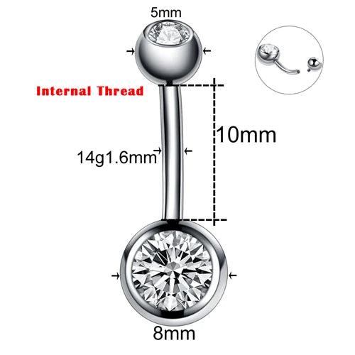 Titanium Navel Piercing Crystal Belly Button Ring Goth Navel Earring Women Men