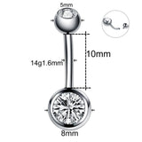 Titanium Navel Piercing Crystal Belly Button Ring Goth Navel Earring Women Men