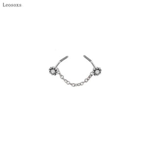 Double Nose Ring Chain Stainless Steel Jewelry 20G Nose Bone Stud
