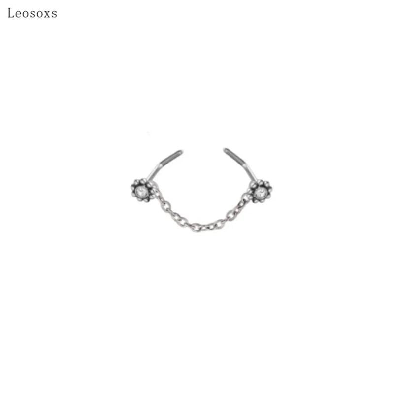 Double Nose Ring Chain Stainless Steel Jewelry 20G Nose Bone Stud