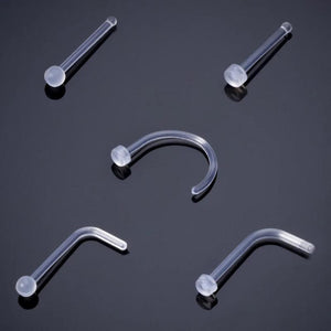 Acrylic Nostril Piercing Pin Body Jewelry 20G Clear Bioflex Nose Bone Ring