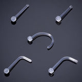 Acrylic Nostril Piercing Pin Body Jewelry 20G Clear Bioflex Nose Bone Ring