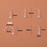 Acrylic Nostril Piercing Pin Body Jewelry 20G Clear Bioflex Nose Bone Ring