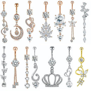 3PCS Butterfly Belly Piercing Jewelry Pack Bulk Stainless Steel Flower Navel Rin
