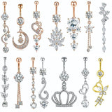 3PCS Butterfly Belly Piercing Jewelry Pack Bulk Stainless Steel Flower Navel Rin