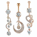 3PCS Butterfly Belly Piercing Jewelry Pack Bulk Stainless Steel Flower Navel Rin