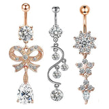3PCS Butterfly Belly Piercing Jewelry Pack Bulk Stainless Steel Flower Navel Rin