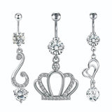 3PCS Butterfly Belly Piercing Jewelry Pack Bulk Stainless Steel Flower Navel Rin