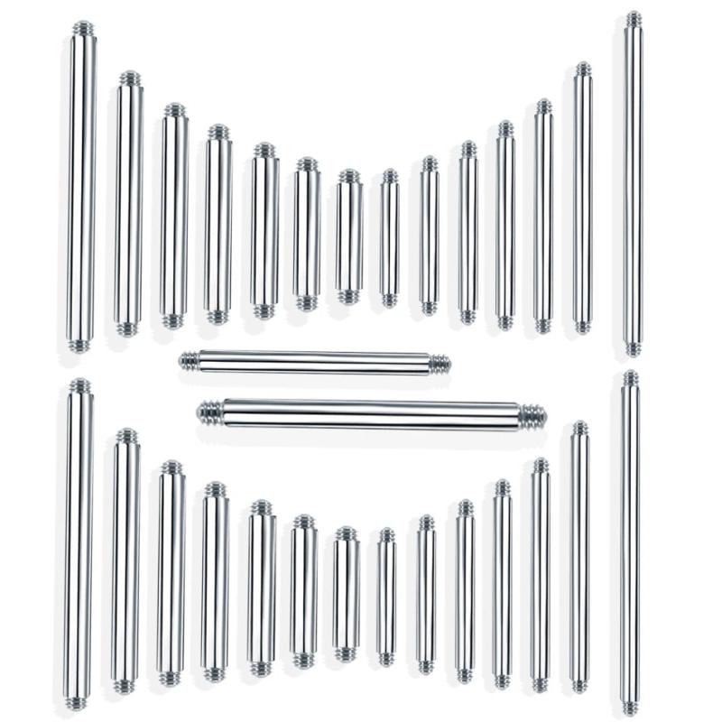 100pcs Steel Straight Barbell Earring Studs Tongue Ring 14G 16G Accessories