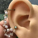 Heart Opal Labret Daith Piercing Septum Crystal Dangle Earrings