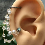 Heart Opal Labret Daith Piercing Septum Crystal Dangle Earrings