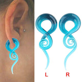 2pcs Green Glow Dark Glass Ear Spirals Tapers 4G-14mm
