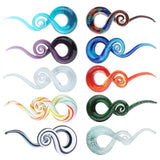2pcs Green Glow Dark Glass Ear Spirals Tapers 4G-14mm