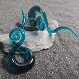 2pcs Green Glow Dark Glass Ear Spirals Tapers 4G-14mm