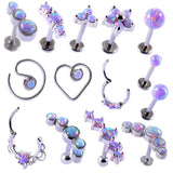 Opal 38 Earrings Septum Nose Lip Labret Studs Ear Tragus Cartilage Lobe Jewelry