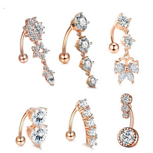 Surgical Steel Butterfly Navel Barbell Rings