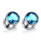 2Pcs Stainless Steel Ear Plugs Zirconia Crystal Piercing Jewelry