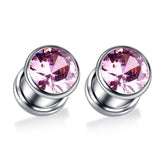 2Pcs Stainless Steel Ear Plugs Zirconia Crystal Piercing Jewelry