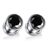 2Pcs Stainless Steel Ear Plugs Zirconia Crystal Piercing Jewelry