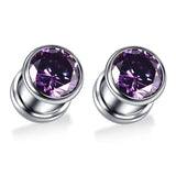 2Pcs Stainless Steel Ear Plugs Zirconia Crystal Piercing Jewelry