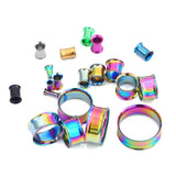 2pcs Stainless Steel Screw Ear Flesh Tunnel Plugs Double Flared Ear Expan