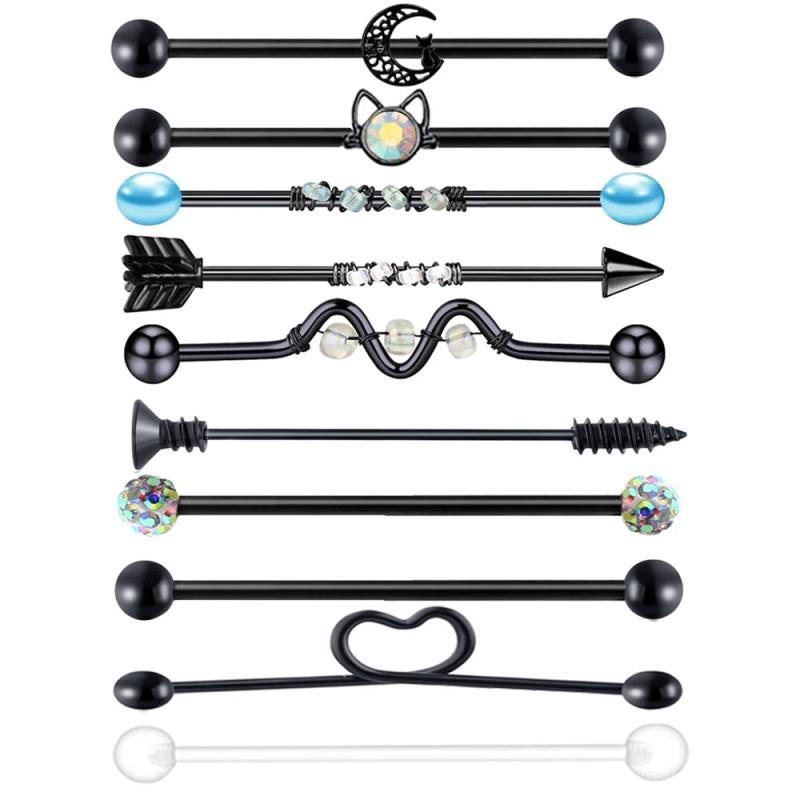 Heart Arrow Crystal Industrial Piercing Set