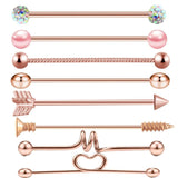 Heart Arrow Crystal Industrial Piercing Set