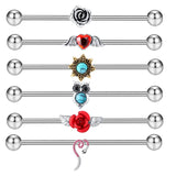Heart Arrow Crystal Industrial Piercing Set