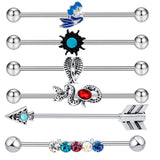 Heart Arrow Crystal Industrial Piercing Set