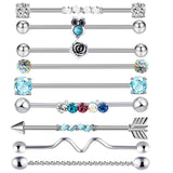Heart Arrow Crystal Industrial Piercing Set