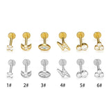 16G Stainless Steel Lip Stud Push Pin Zircon Body Jewelry