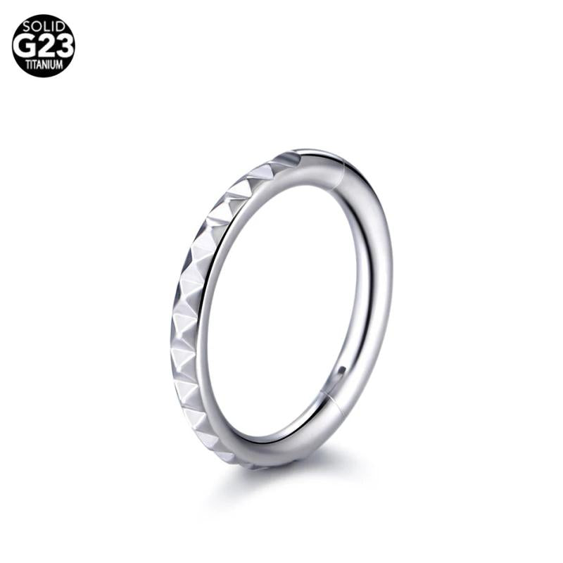 Titanium CZ Opal Hinged Segment Ring Nose Septum Ring 16G