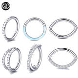 Titanium CZ Opal Hinged Segment Ring Nose Septum Ring 16G