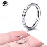 Titanium CZ Opal Hinged Segment Ring Nose Septum Ring 16G