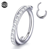 Titanium CZ Opal Hinged Segment Ring Nose Septum Ring 16G